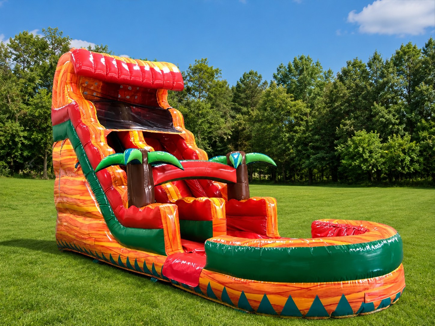 18-foot red tropical inflatable water slide